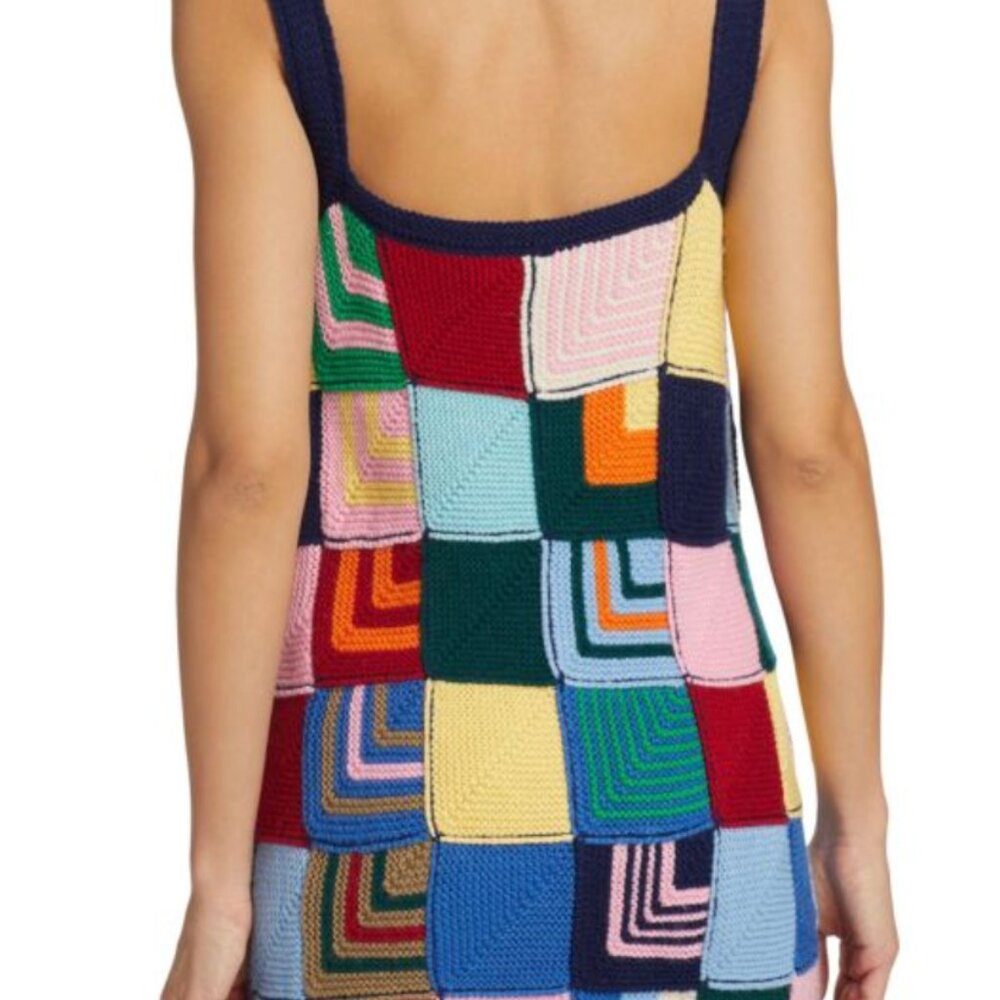 Re/Done Multicolor Knit Patchwork Mini Sweater Dr… - image 6